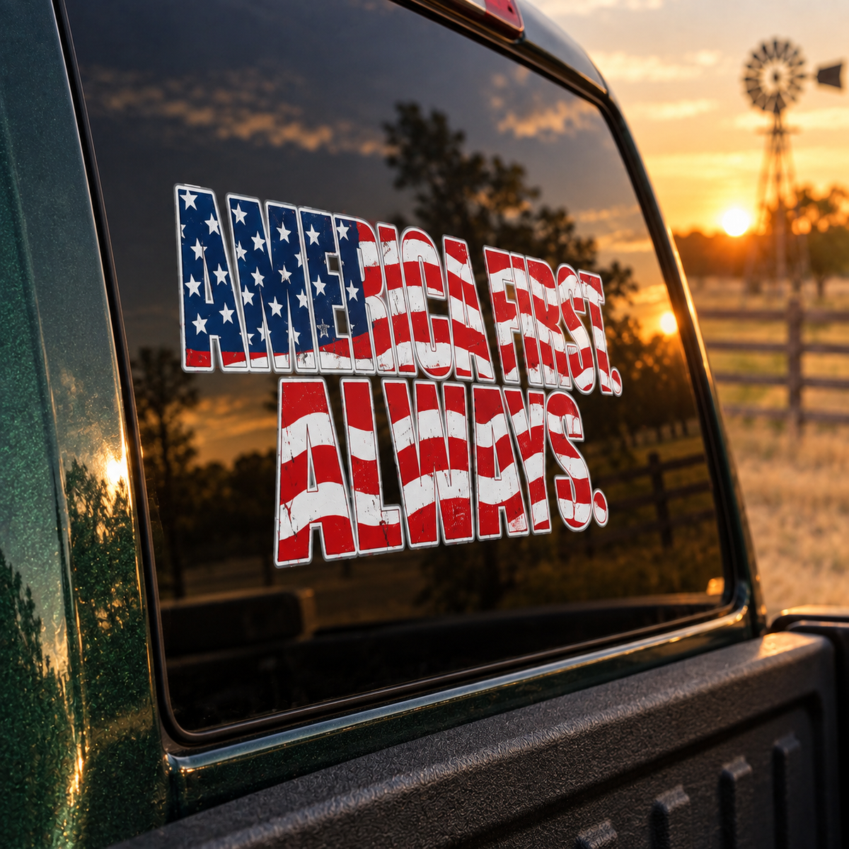 America First. Always. — close-up, left