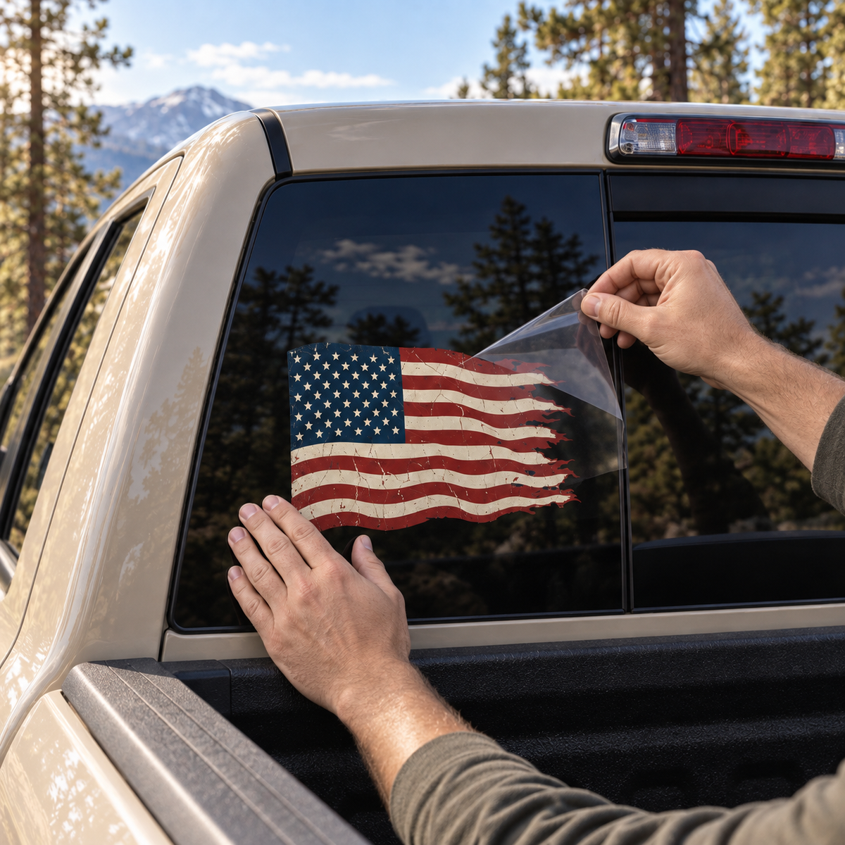 Tattered American Flag — applying the decal