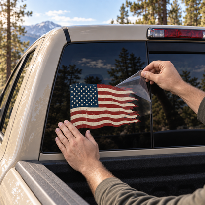 Tattered American Flag — applying the decal