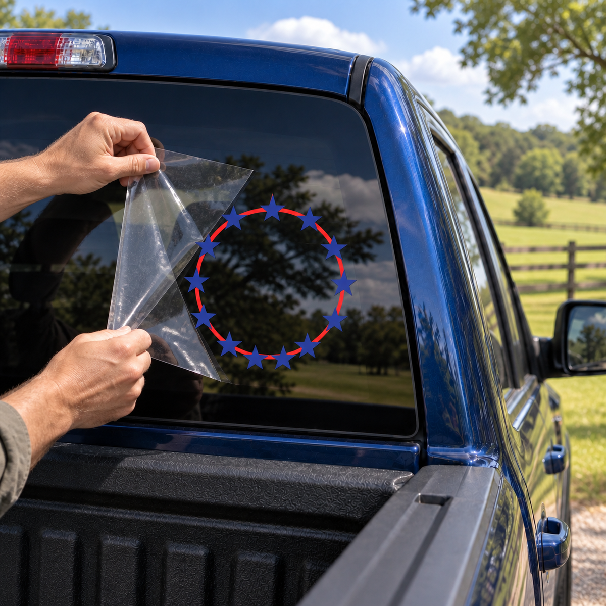 Betsy Ross Star Circle — applying the decal