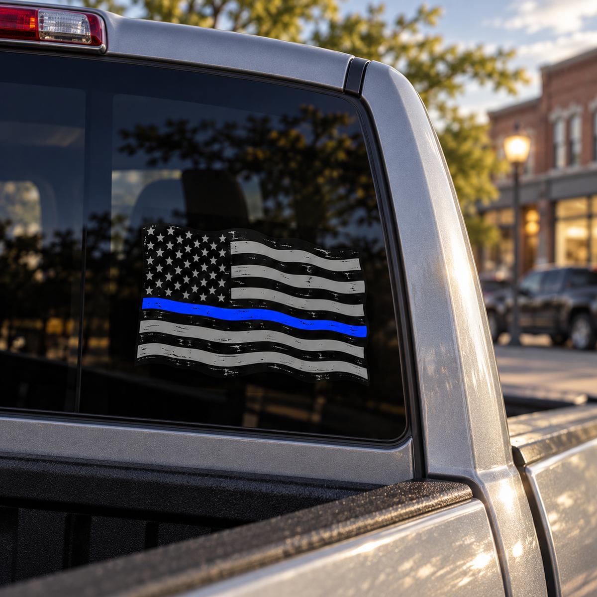Blue Stripe Flag — close-up, right