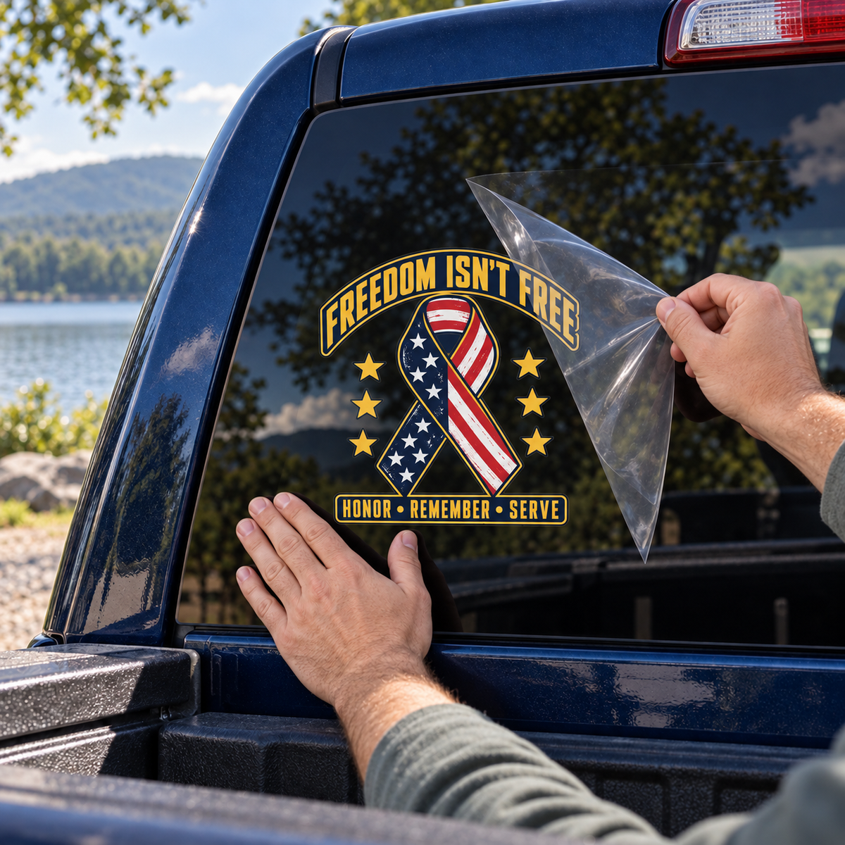 Freedom Isn't Free — applying the decal