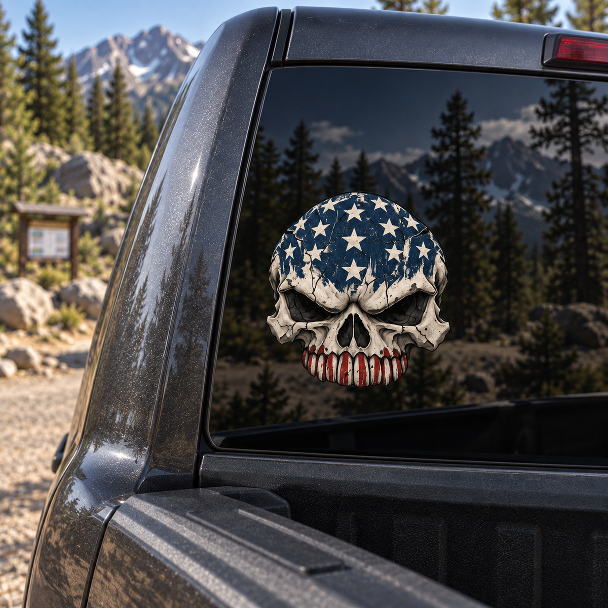 Flag Skull — close-up, left
