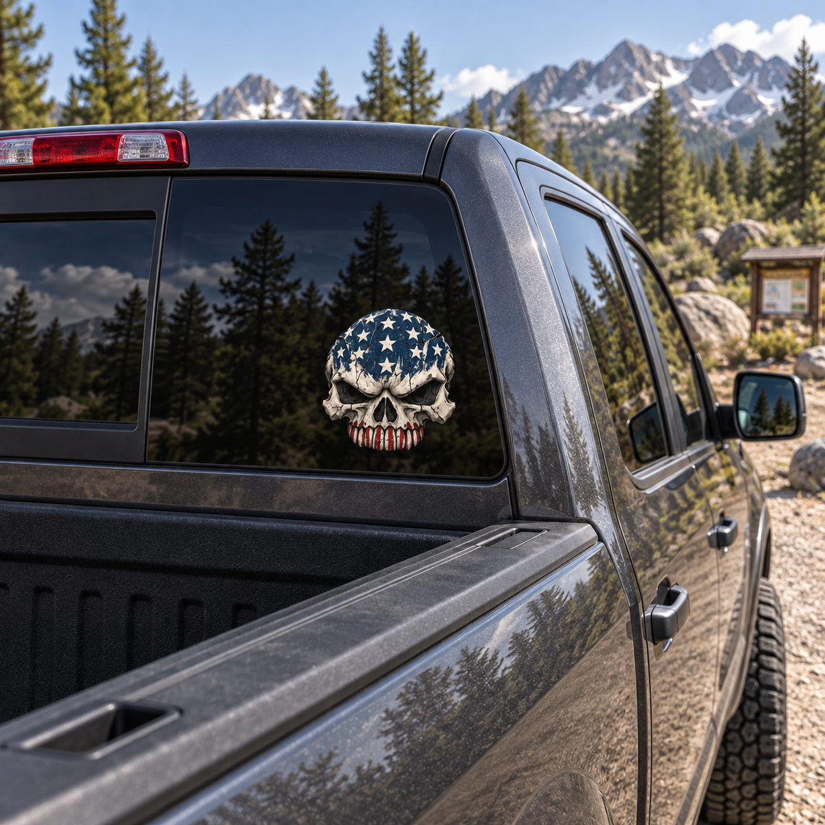 Flag Skull — rear window, right