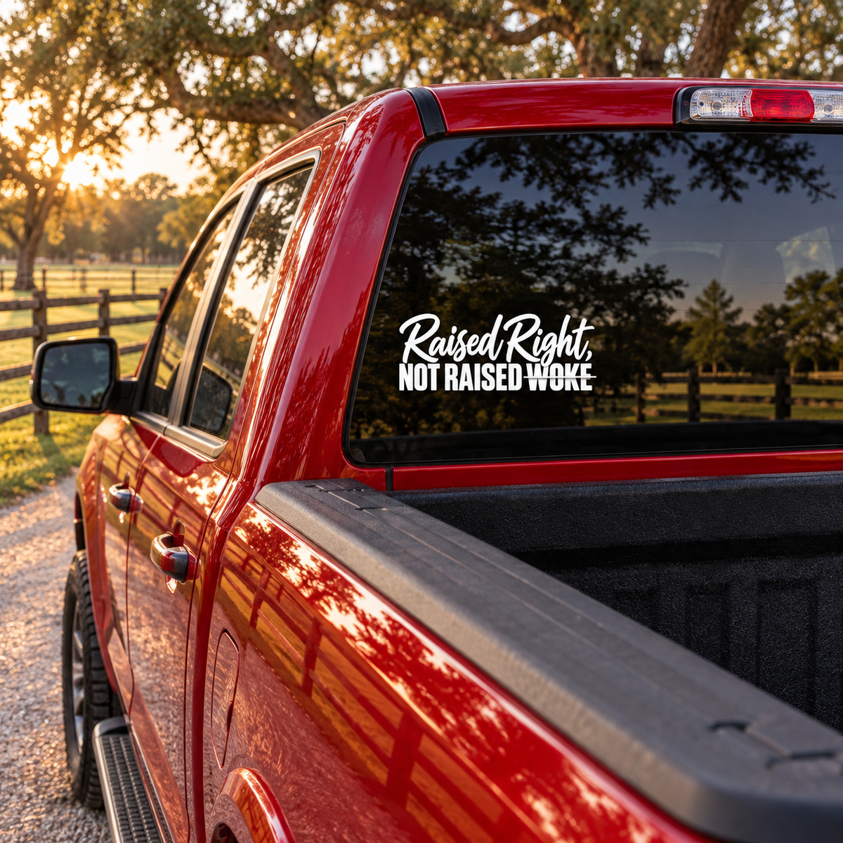 Raised Right — rear window, left